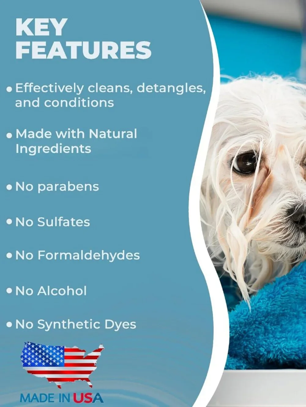 4-IN-1 DOG SHAMPOO: Effectively cleans, conditions, detangles, and moisturizes